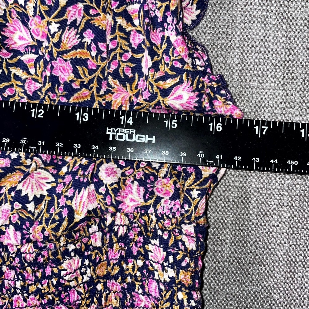 Old Navy Waist Defined Midi Dress Womens Large Multicolor Floral Smocked Bodice - Picture 11 of 13